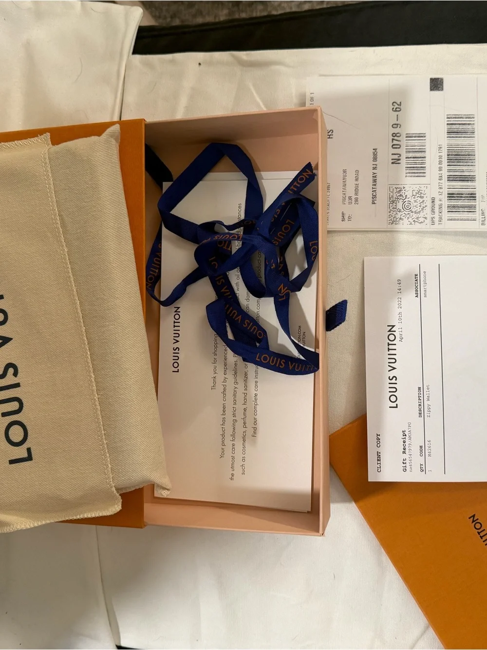 Louis Vuitton Orange Box with Blue Branded Ribbon